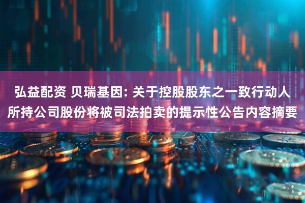 弘益配资 贝瑞基因: 关于控股股东之一致行动人所持公司股份将被司法拍卖的提示性公告内容摘要