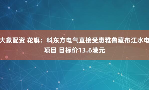 大象配资 花旗：料东方电气直接受惠雅鲁藏布江水电项目 目标价13.6港元