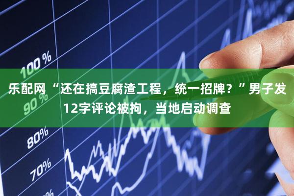 乐配网 “还在搞豆腐渣工程，统一招牌？”男子发12字评论被拘，当地启动调查