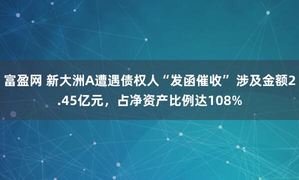 富盈网 新大洲A遭遇债权人“发函催收” 涉及金额2.45亿元，占净资产比例达108%