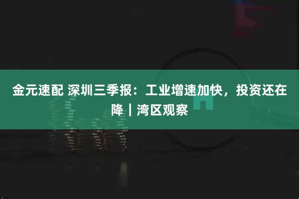 金元速配 深圳三季报:工业增速加快,投资还在降|湾区观察