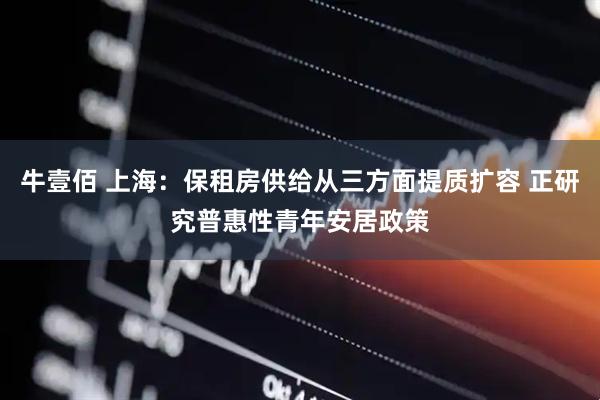 牛壹佰 上海：保租房供给从三方面提质扩容 正研究普惠性青年安居政策